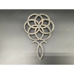 Vintage Cast Iron Trivet Floral Ring Pattern Rustic‎ Black Wall Decor or Hot Pad